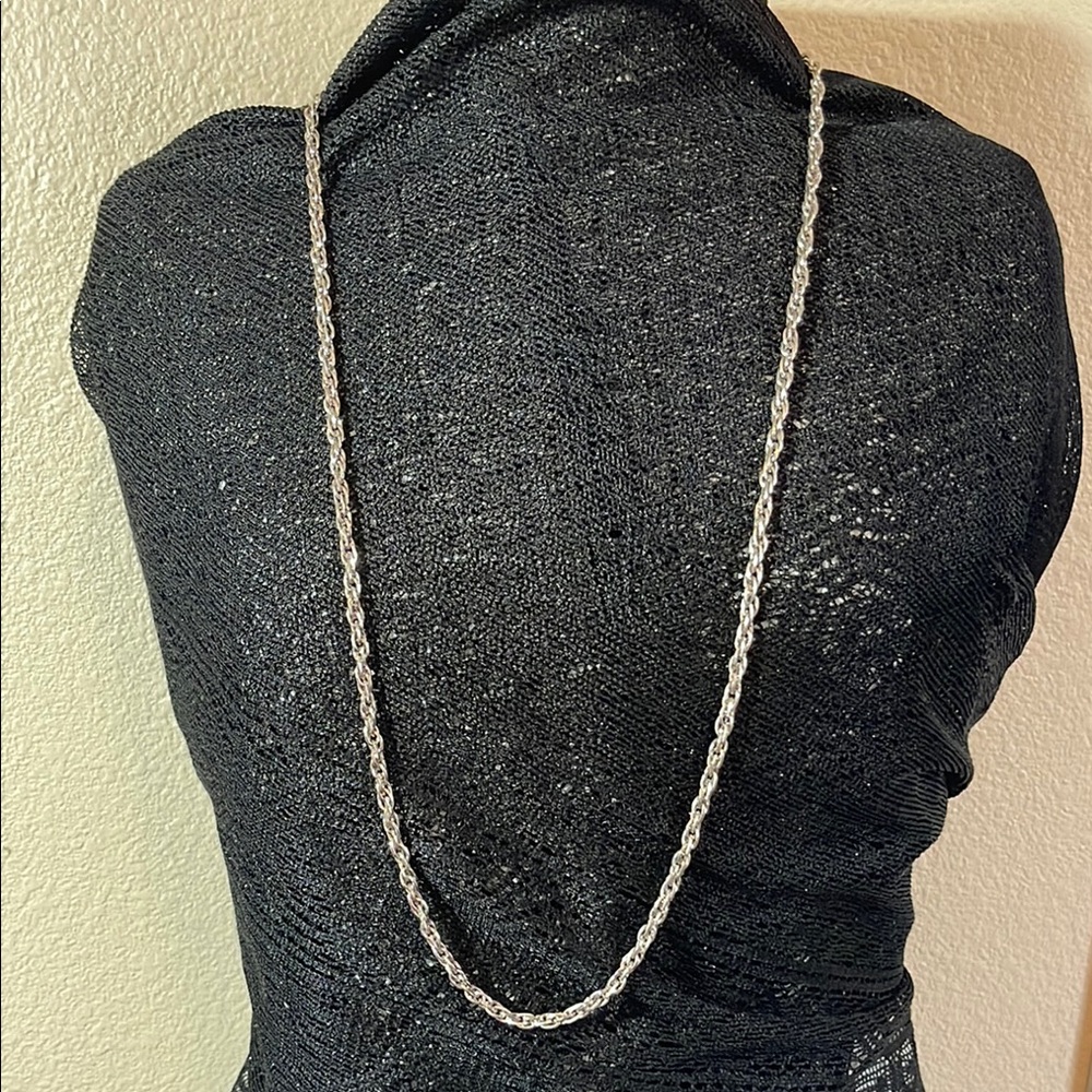 Vintage Silver tone Chain Necklace c45